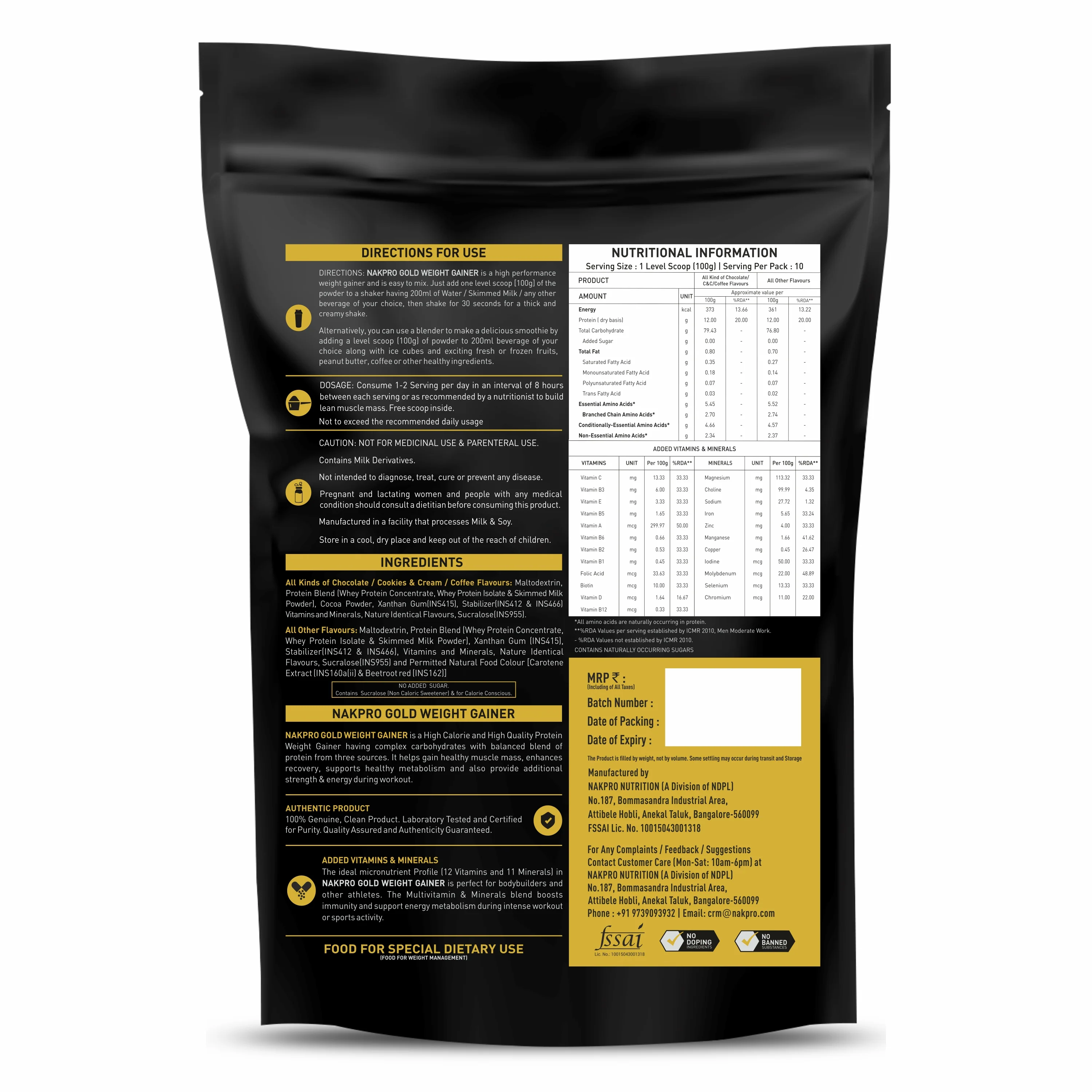Gold Weight Gainer | High Calorie Weight Gain Powder - Image 54